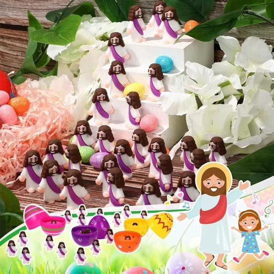 12/48 Stücke Mini Jesus Figur PVC Retter Jesus Figur Modell Statue Skulptur Desktop Dekoration Ostern Ornament Weihnachten Festival Geschenk