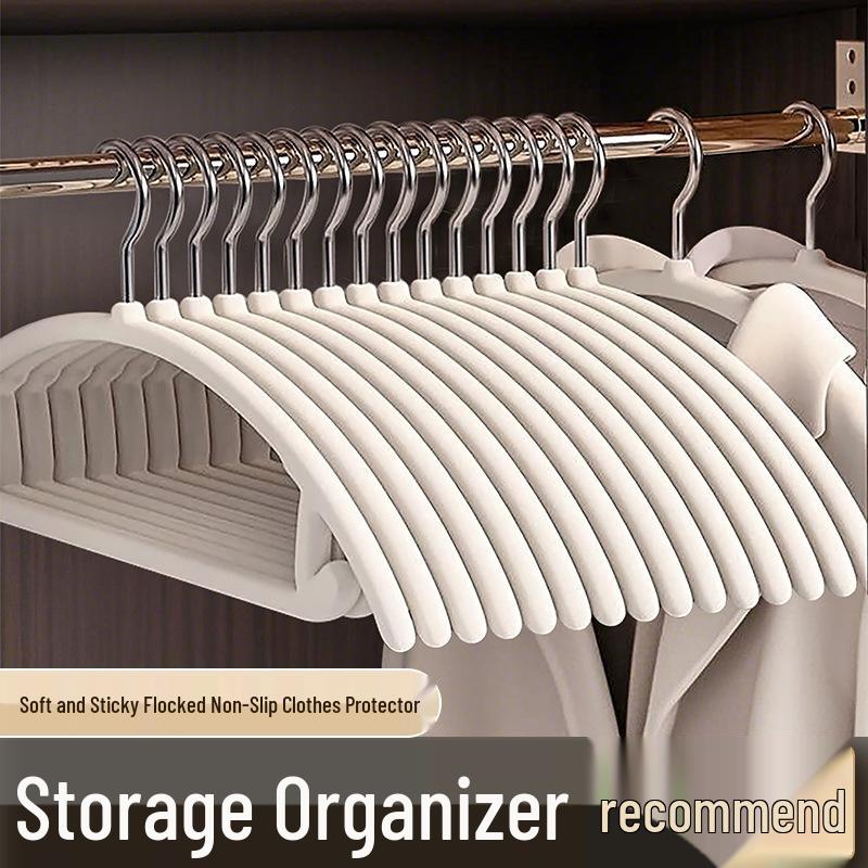 Semi-Circular Non-Slip Flocked Hanger: Traceless, No Shoulder Bumps, Shed-Free, Ideal for Home and Dorm Drying.