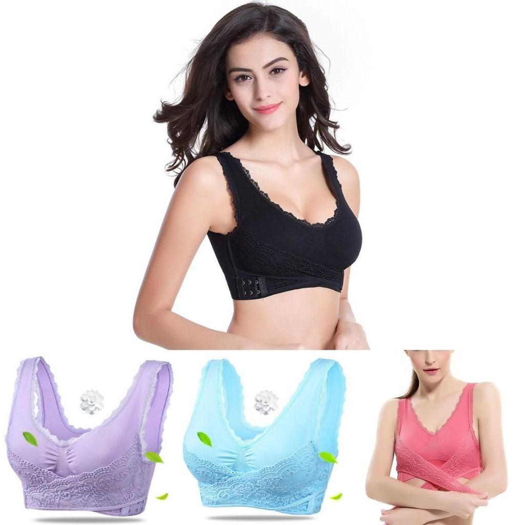 Damen Sexy Front-Kreuz Verstellbare Seiten-Schnalle Spitze Weste Kabelloser Sport-BH Für Ultimativem Komfort Und Stil