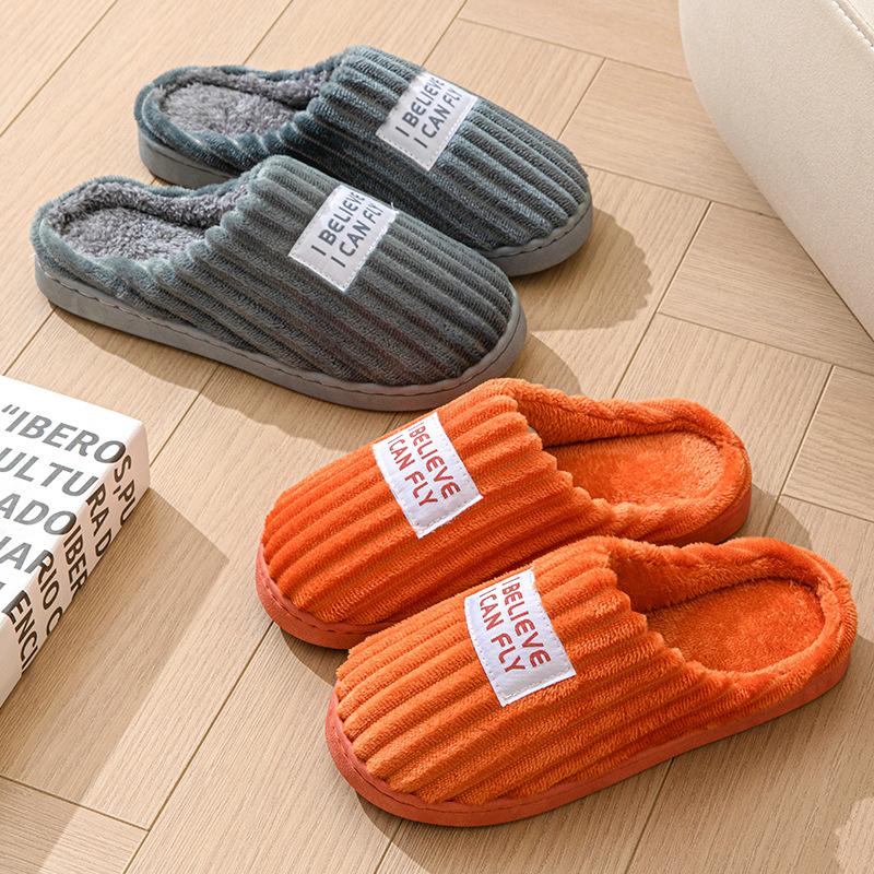Home cotton slippers women's winter new cotton mop velvet warm thickened wool slippers couple cotton shoes