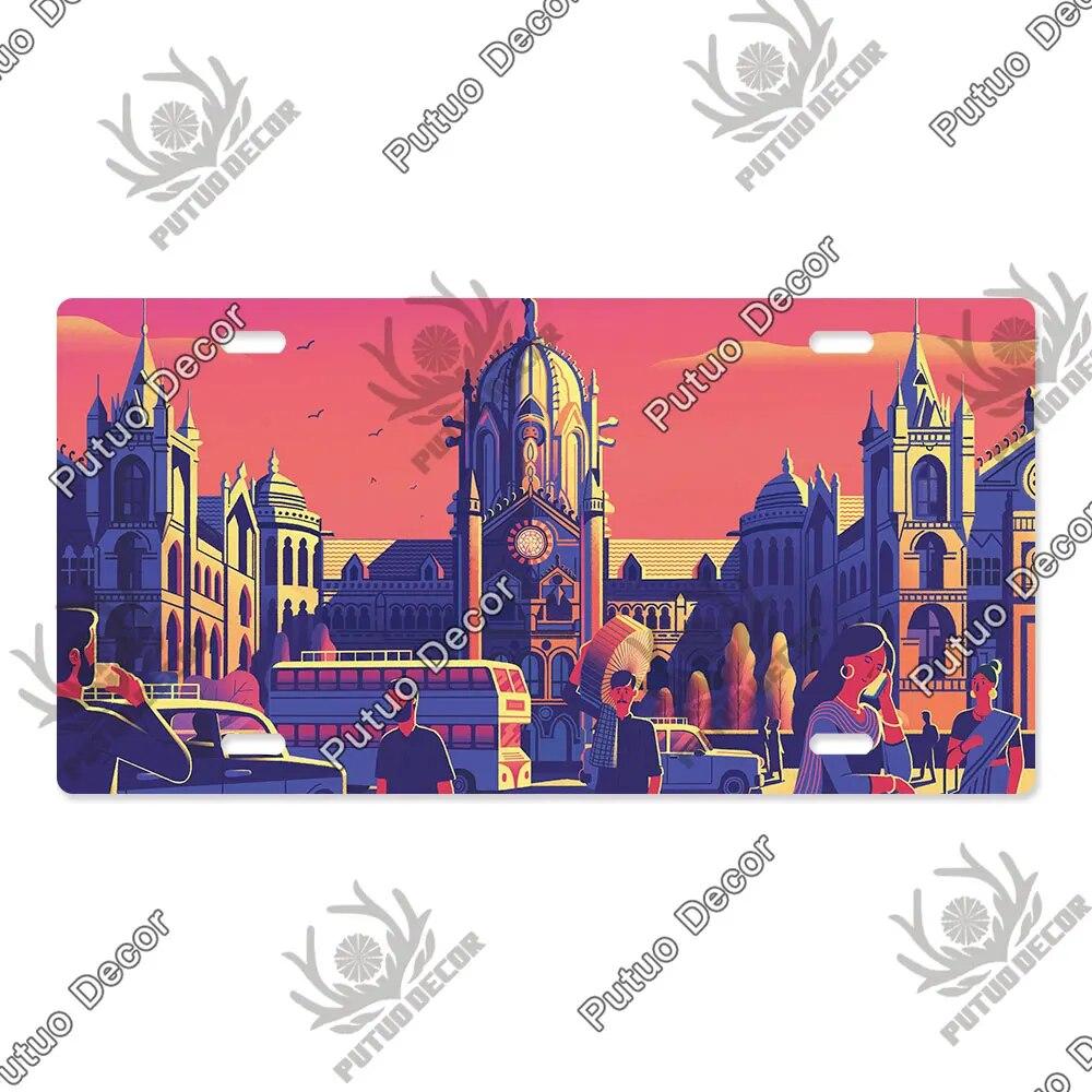 Putuo Decor Ilustrace SPZ Plechová cedule Plaketa Kovová dekorativní deska do auta Dveře do obývacího pokoje Domácí nástěnná dekorace