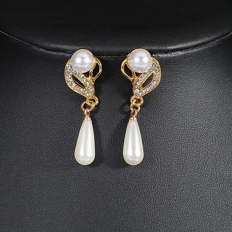 3Pc Women'S Wedding Season Imitation Pearl Flower Necklace Earrings Jewelry Set Wedding Date Party Holiday Gift-8916