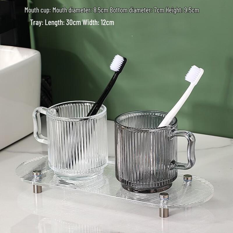 

YIXI Light Luxury Glass Mouthwash Cup Set with Acrylic Tray