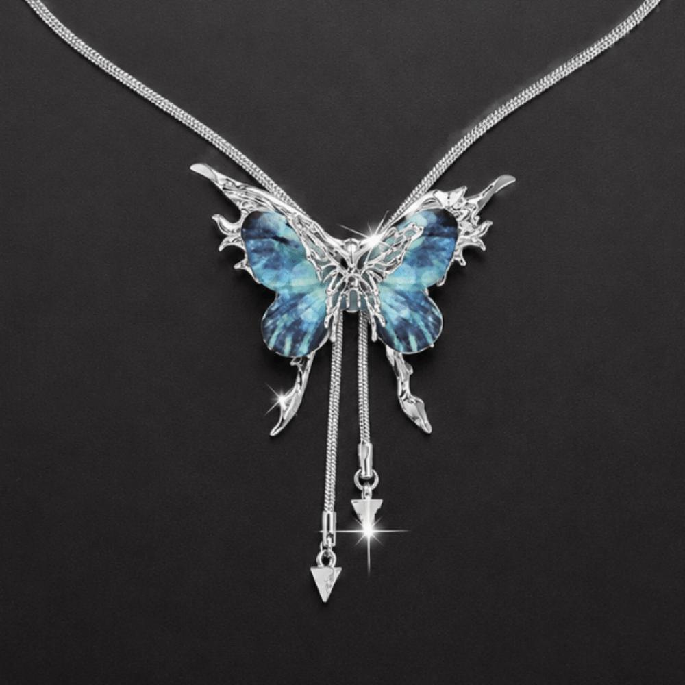 Creative Long Butterfly Necklace Vintage Bohemian Y-Shaped Pendant Necklace Elegant Alloy Sweater Chain Women