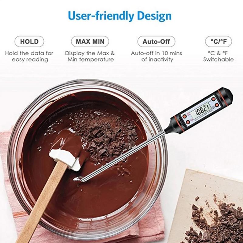 Food Thermometer Digital Real-Time Reading Meat and Beverage Thermometer with LCD Display and Probe Electronic Kitchen Thermomet