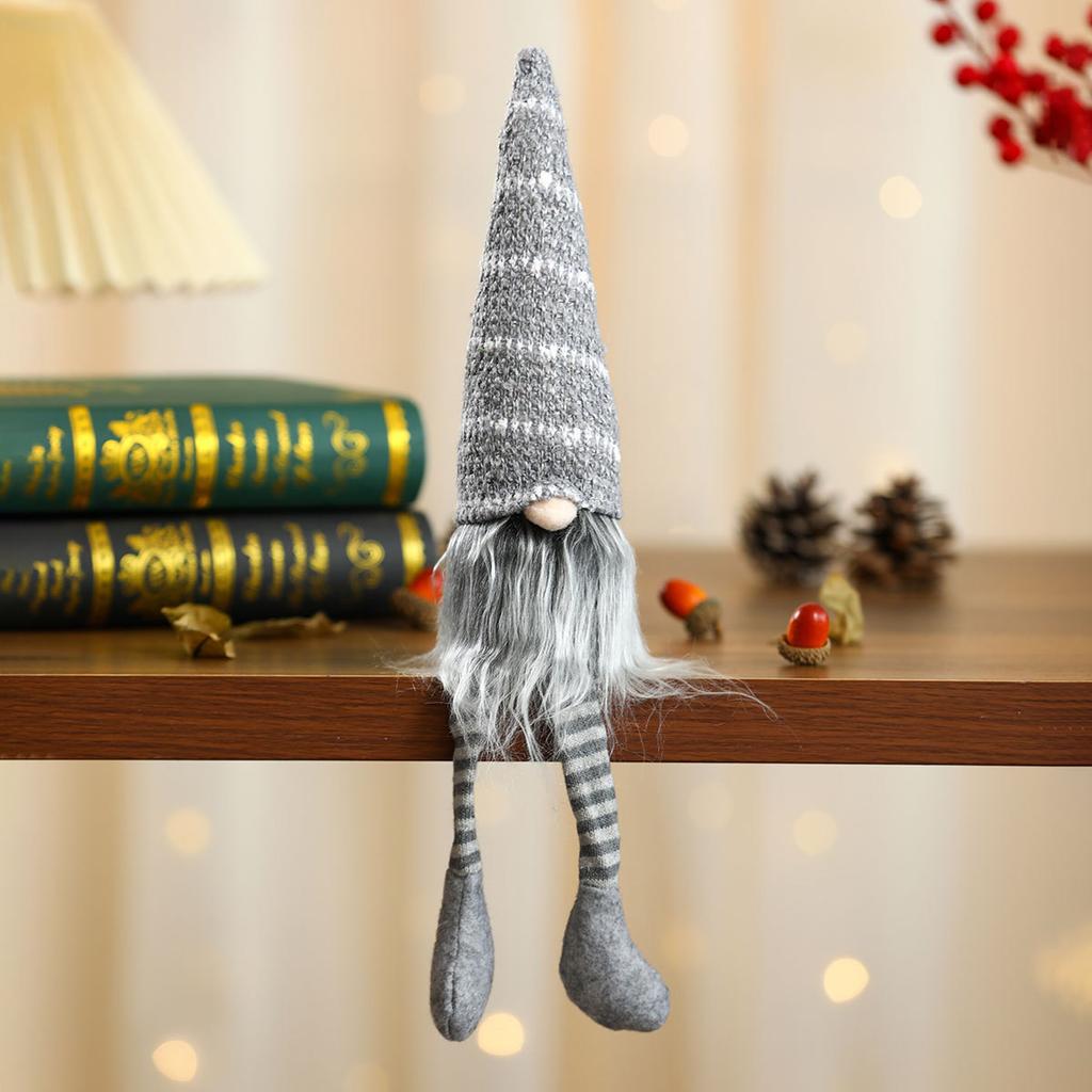 Christmas Sitting Figure Adornment Small Gift Striped Knitted Hat Rudolph Long Legs Doll Home Decor