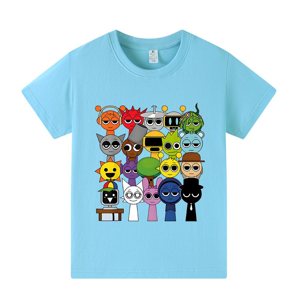 Summer Rhythm Box Sprunki Casual Fashion T-shirt Hip Hop Style Printed Round Neck Short Sleeve Unisex Fashionable Clothing
