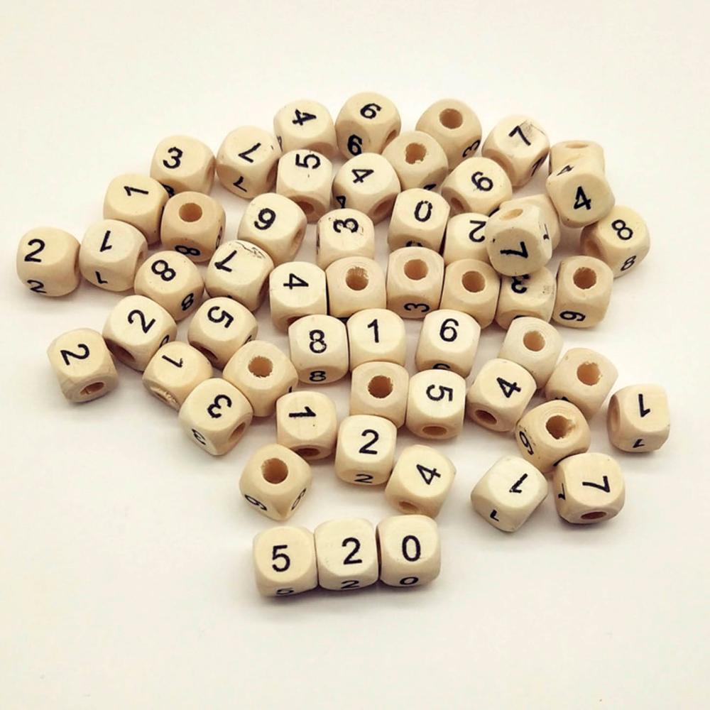 10mm 100pcs Square Natural Wooden Alphabet Beads A-Z 0-9 Letter Beads for Bracelets Spacer Baby Smooth Teether Jewelry Pacifier CDN