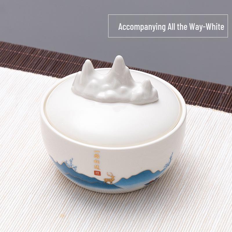 Ceramic Inkstone Moisturizing Inkwell with Lid for Calligraphy - Non-Drying Ink Dish & Brush Rest