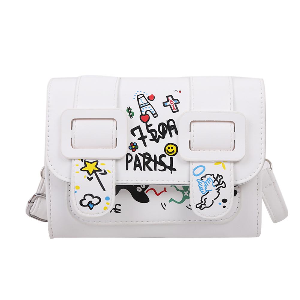 Мода Граффити Crossbody Сумка Женщины PU Кожа плечо Сумка (Белый) #gib