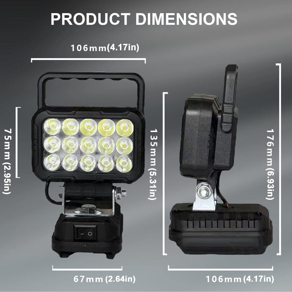 LED Work Light for Makita Battery 2 USB Charging Port Flashlight Portable Emergency Flood Lamp Camping Lamp Battery NOT Included