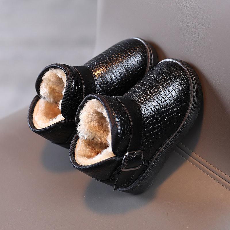 

Детские зимние ботинки для девочек, хлопковые ботинки, утолщенные, флисовые, водонепроницаемые, противоскользящие 23