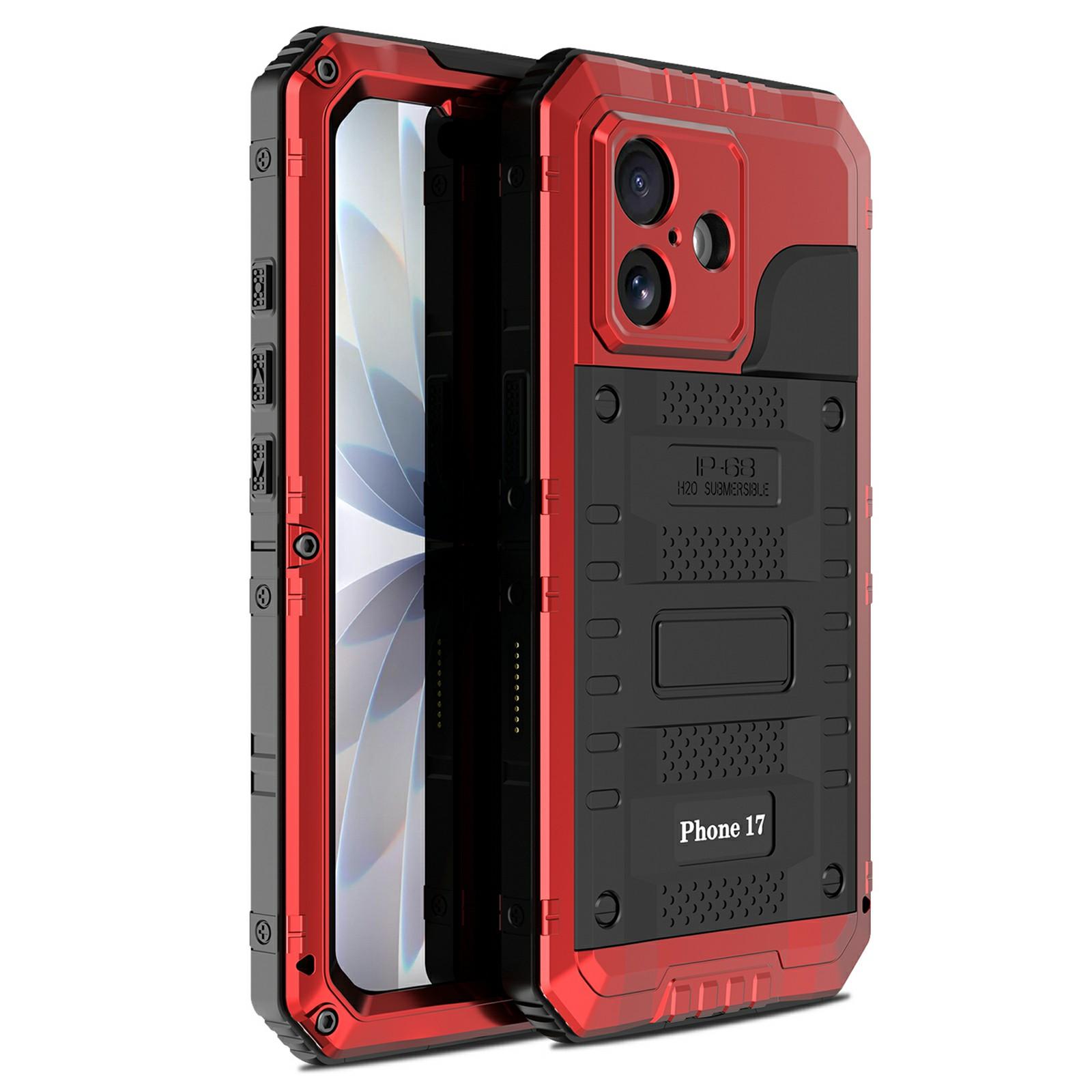 IP68 Waterproof Phone Case for iPhone 17 Metal + Silicone Cover with Screen Protector