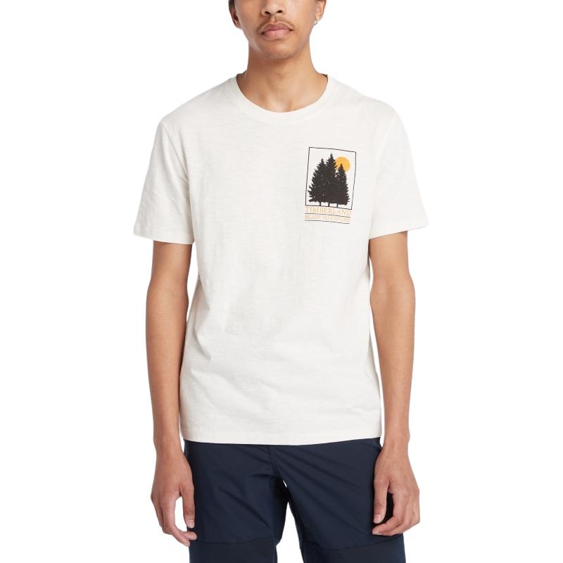 Timberland Design Lettera Maglia Pullover Girocollo Manica Corta T-Shirt Top Unisex Bianco A2KB6-CM9