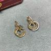 Boucles d'oreilles trois couleurs à trois anneaux serties de diamants, plaquées or 18 carats, usinées CNC, avec clous en diamants Seiko Light Luxury