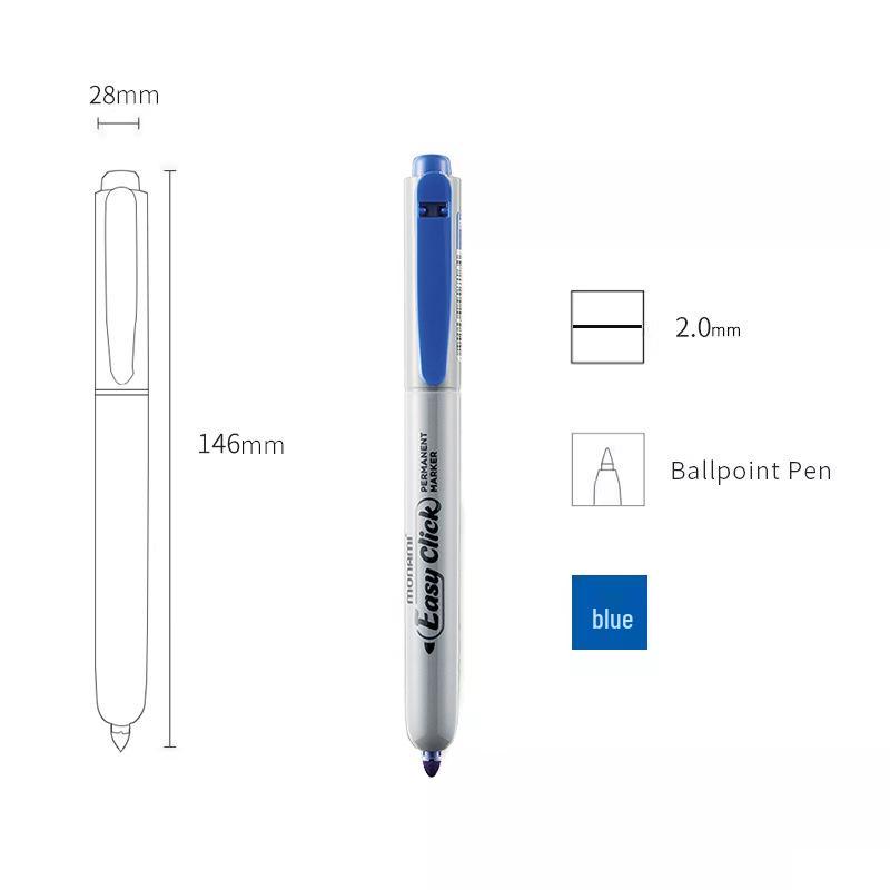 Monami Retractable 2mm Oil-Based Marker Pen for Study, Office, and Signature 5078.