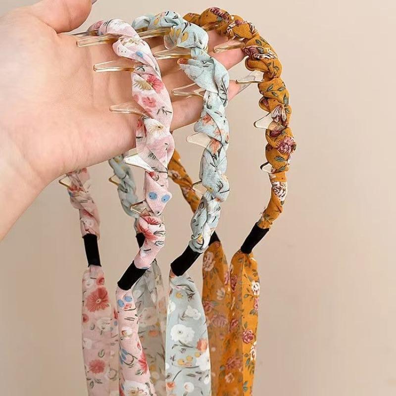 New Floral Streamer Headband Women's Summer Fashion Toothed Hair Band Hair Accessories