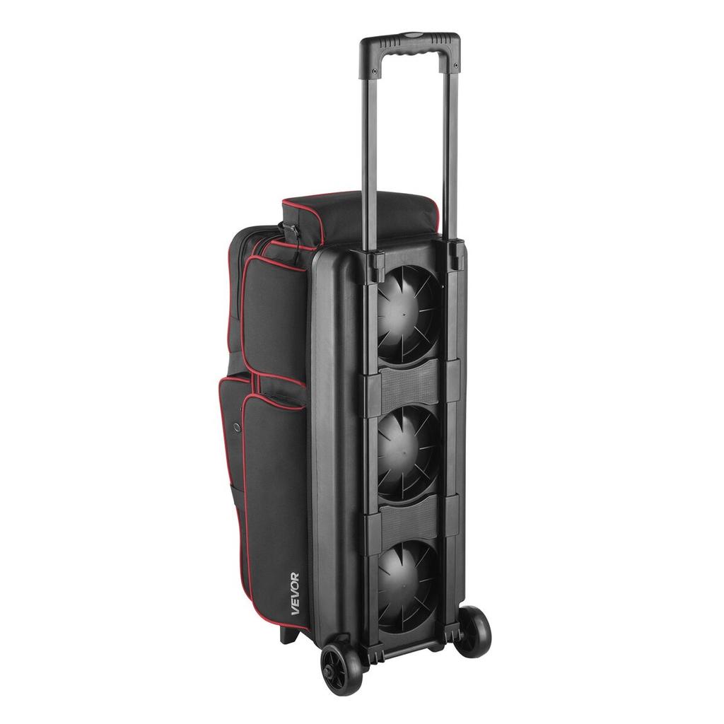 3 Ball Bowling Bag with Wheels Double Roller Bowling Bag Shoe Compartment