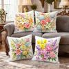 4Pcs Floral Printed Cushion Cover Rose Lily Hydrangea Daisy Pillow Case Polyester Home Decor Sofa Bedroom Living Room 2D Print