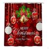 Christmas Shower Curtain With Hooks Waterproof Bathroom Decor