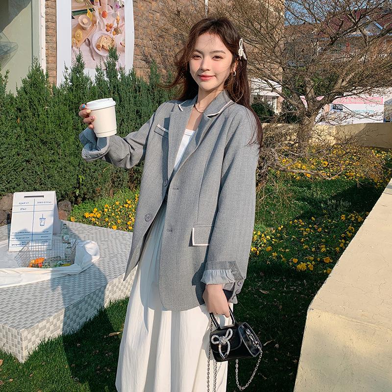 Design generujący włosy szary temperament mała marynarka wiosenna nowa prosta codzienna marynarka