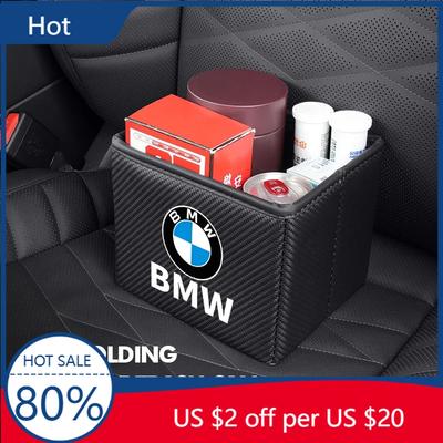 2025 Car Trash Can Portable Foldable Storage Leather Garbage Bucket For E46 E90 E60 F10 E39 F30 E36 E87 E90 E30 E53 F31