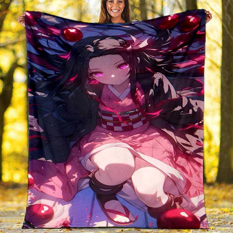 1pc nezouko9 Theme Blanket - Digital Print, Polyester, Cozy for All Seasons, Perfect for Outdoor, and Travel