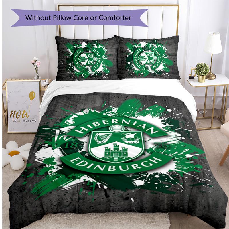 Hibernian FC Set Lenzuola Stampato 3 Pezzi Copripiumino Traspirante con Federe Biancheria da Letto Decorativa per Camera da Letto Casa