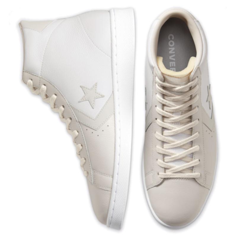 Converse Cons Pro Leather Non-Slip Shock Absorption High-Top Board Shoes Unisex White