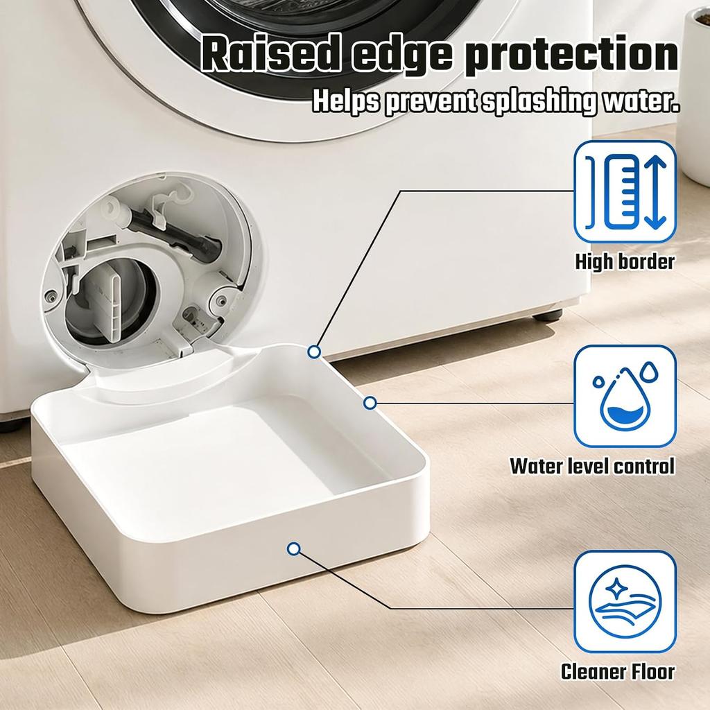 Universal Front-Load Washing Machine Drain Pan - Leak-Proof Water Catch Tray for Basement Apartment Mobile Home - Easy Installation Washer Drainage