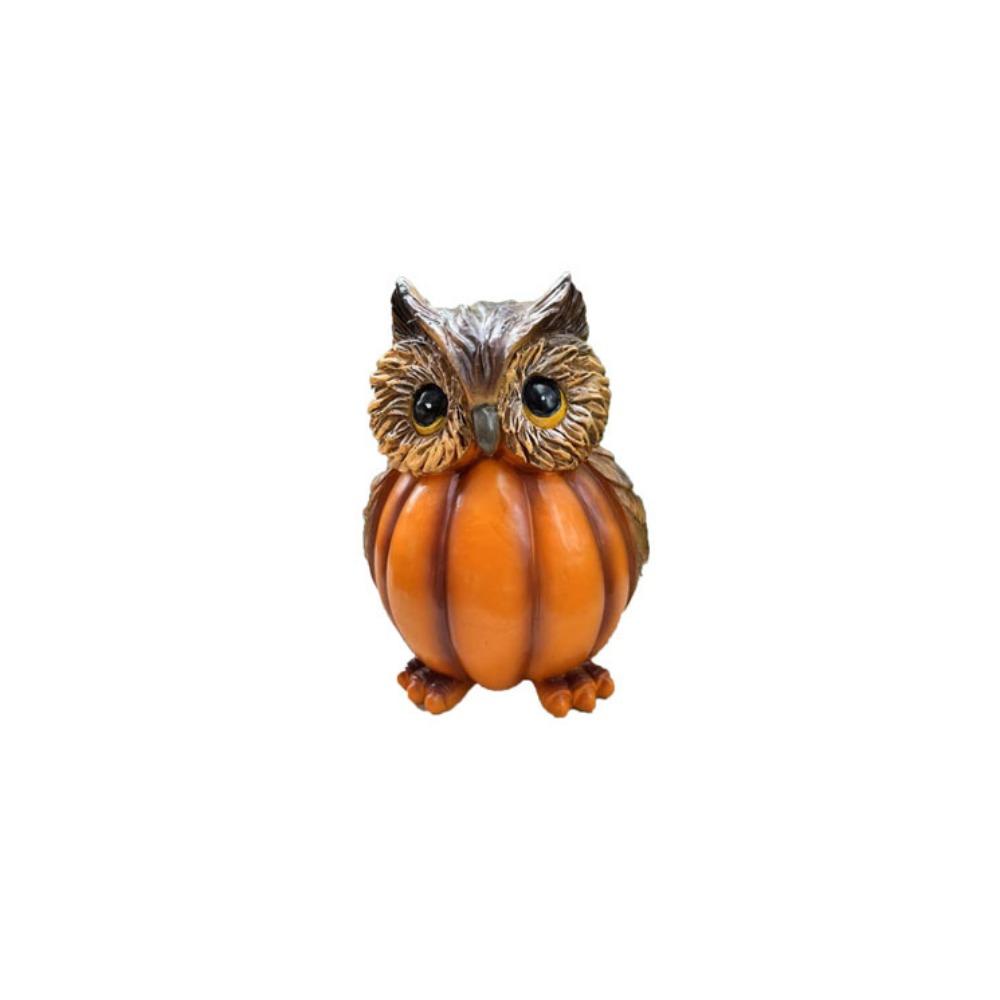 Vivid Animal Head Sculpture Resin Miniature Figurine Ornament Halloween Pumpkin Owl Statue Desktop