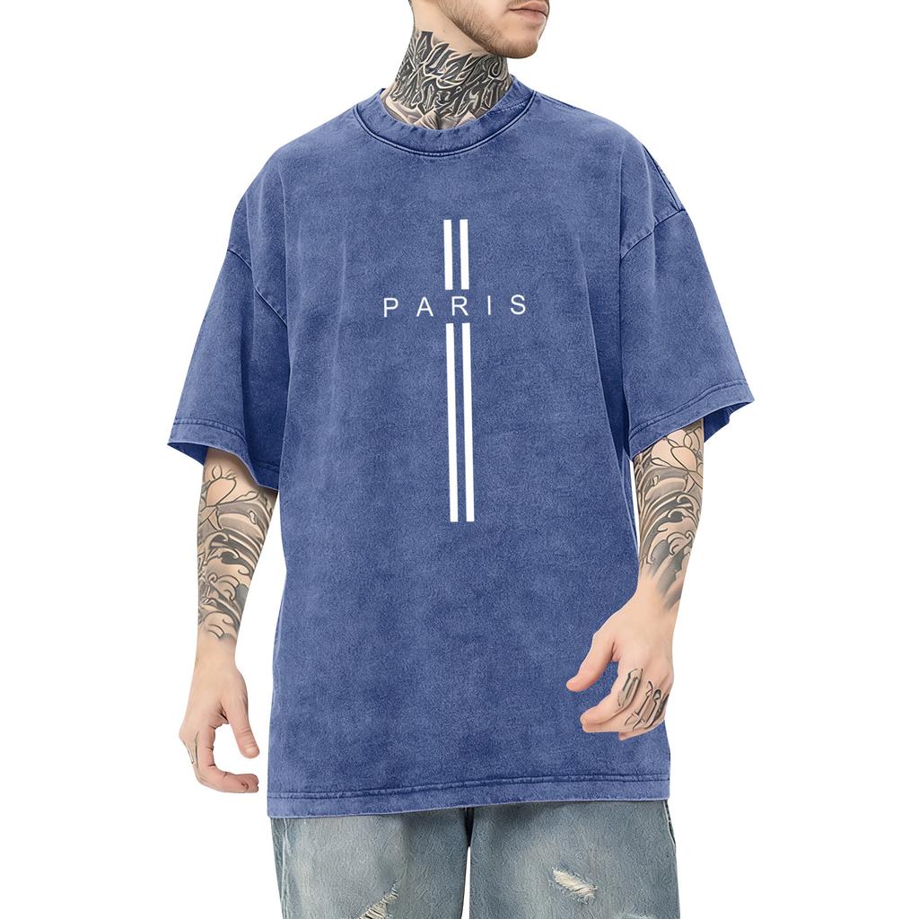 Men's Printed Round Neck T-shirt Casual Sports Short Sleeved Shirt