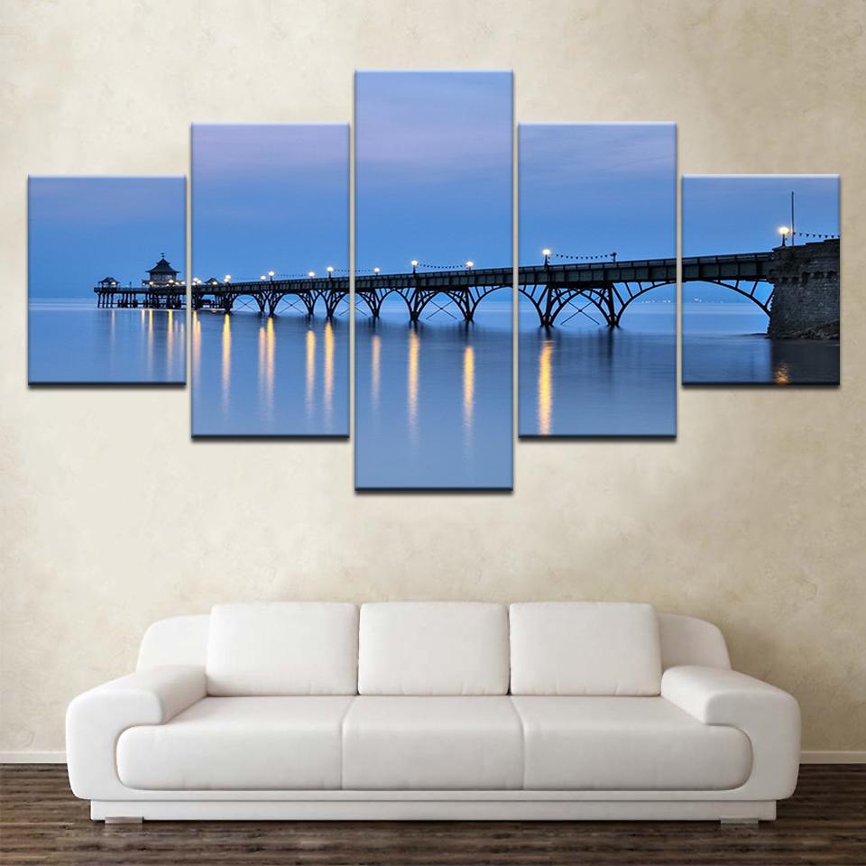 The Morning Seascape 5 Panels HD Print Wall Art Modern Modular Poster Art Canvas Painting for Living Room Home Decor