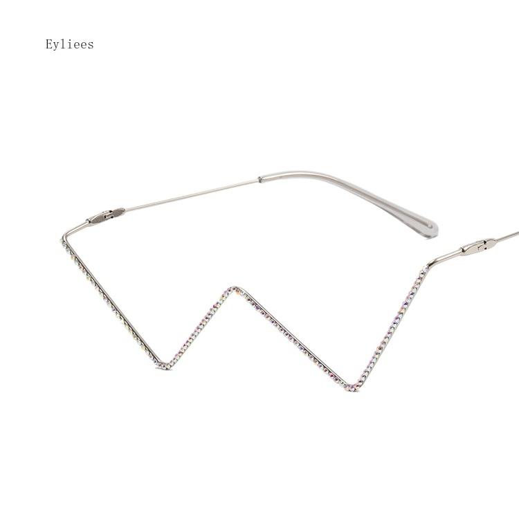 New in Fashion Crystal Sunglasses Frames For Women Small Diamond Eyeglasses Line Alloy Frame Eyewear Punk Half Frame Glasses