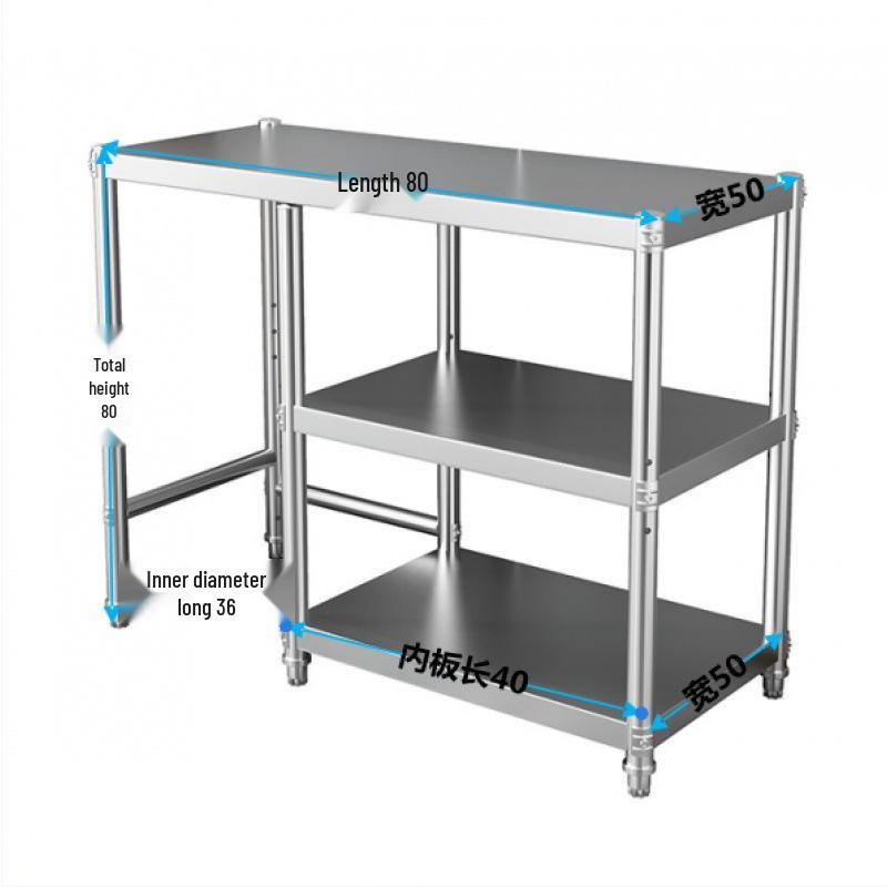 Stainless Steel Three-Tier Kitchen Storage Rack for Gas Cylinder, Stove, and Chopping Board