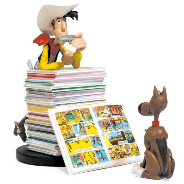 Figurines - Figurine Collection Plastoy Lucky Luke S'appuyant Sur Une Pile D'albums (2022) -