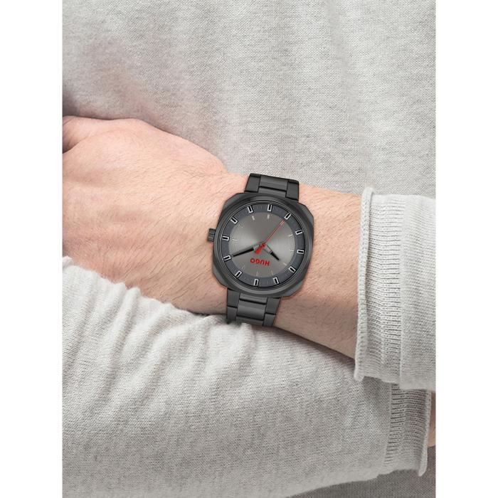 Montre carrée HUGO pour homme - Noir - Quartz - Bracelet en métal