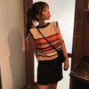 Korean Style Summer Striped Sleeveless Ice Silk Vest for Women