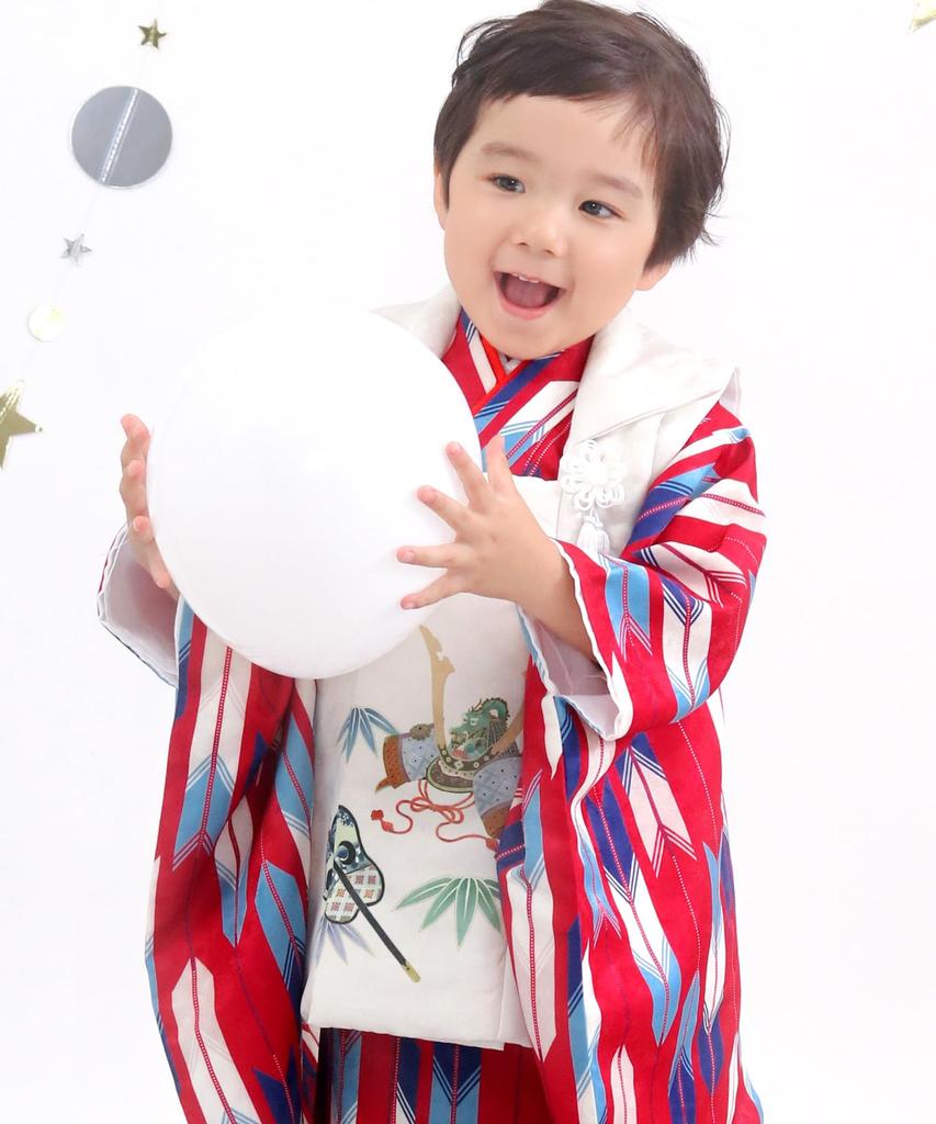 Shichigosan Kimono Set for Boys Years Includes Hifu Cloth Scarlet Arrow and [KYOETSU] (3 Old), (10. Helmet, 90-100cm)