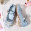 Mädchen Blaue Kristall Prinzessin Absätze - Frühling/Herbst Rutschfeste Modeschuhe mit Blumendetail für Kinder