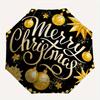 Merry ChristmasGold Glitter Ornament SetUmbrella, Portable 3-Fold Compact Umbrella,Christmas Gift ES424