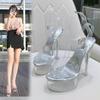Korean Crystal Shoes Model Show Vietnamese Slim Heel Waterproof Platform High Heels Fashionable And Elegant Buckle Summer New
