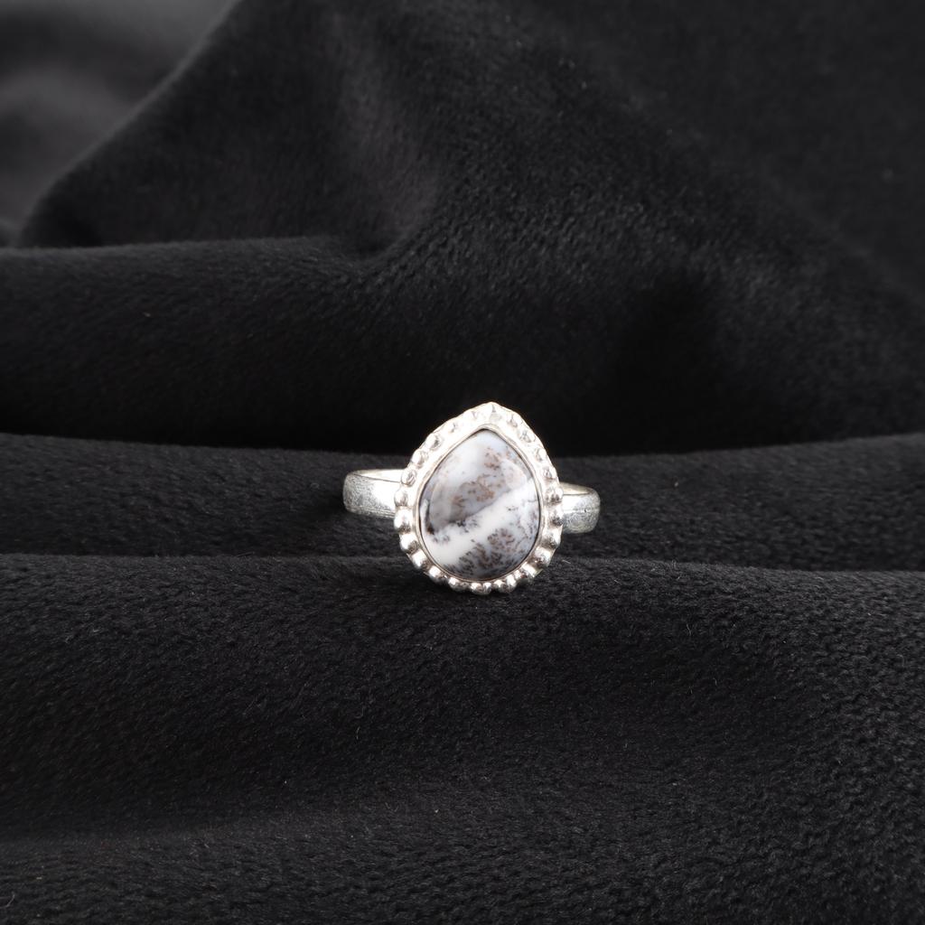 Natural Dendrite Opal Gemstone 925 Sterling Silver Handmade Jewelry Designer Wedding Ring For Braid RR-77-30