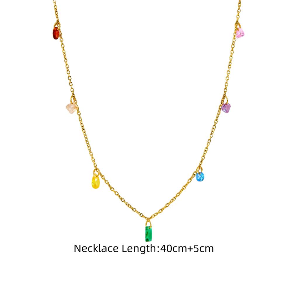 Punk Clavicle Small Multicolor Zircon Pendant Female Gold Color Stainless Steel Choker Necklace Chain for Women Jewelry Gift