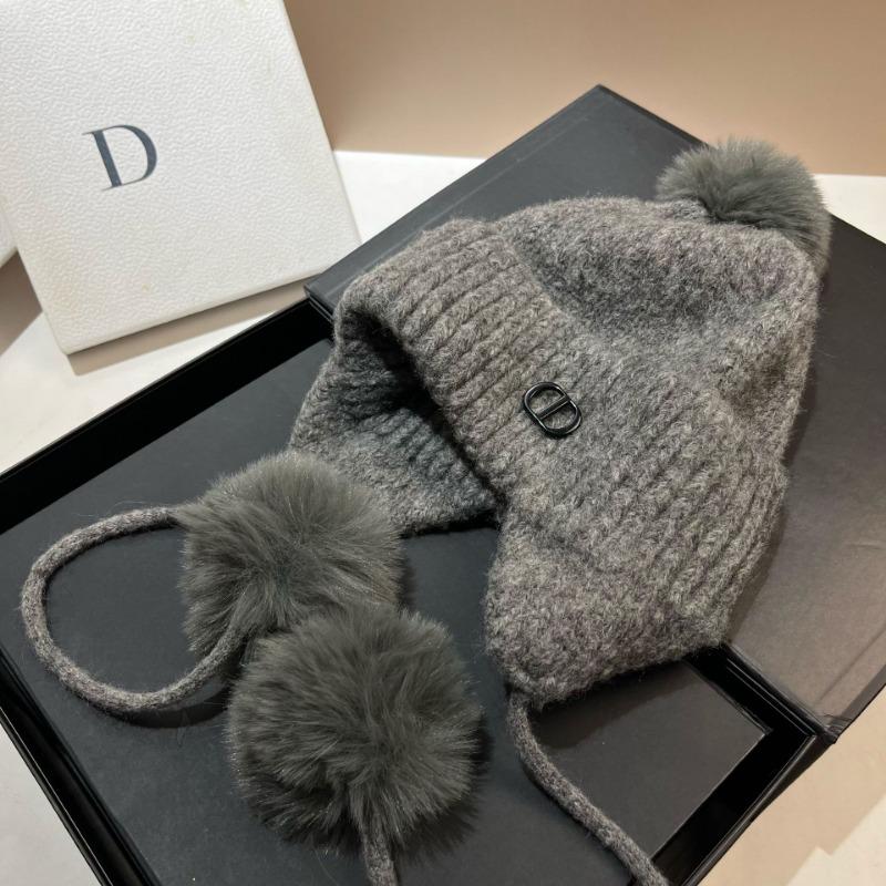 Zimní nový vlněný klobouk, dámská korejská verze sladkého klobouku s bambulí zakrývajícího uši, venkovní teplá pletená čepice ze směsi vlny