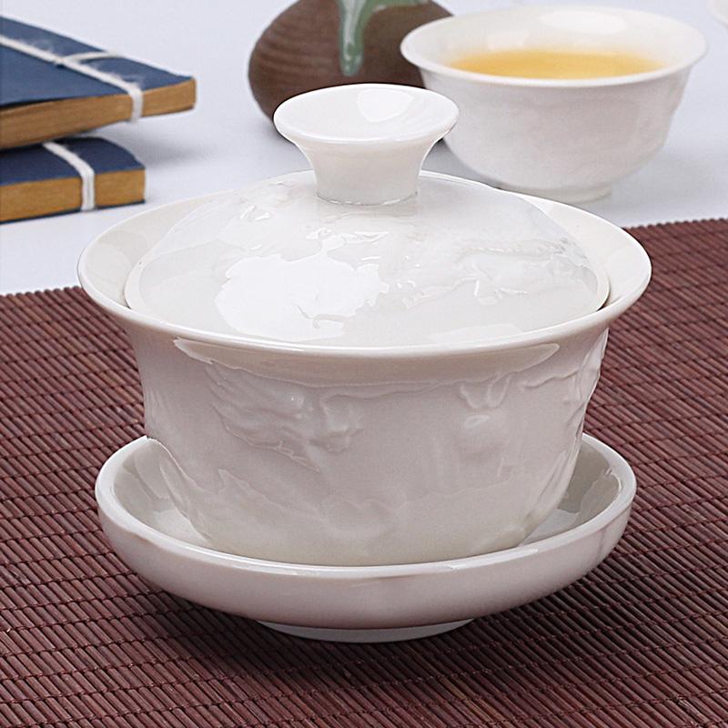 Chinese Traditional Gai Wan Tea Set Bone China Tea Sets Dehua Gaiwan Tea Porcelain Pot Set For Travel Beautiful And Easy Kettle