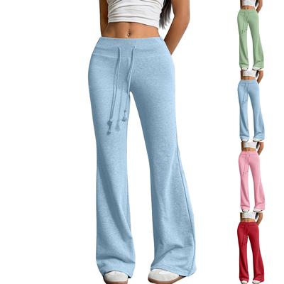 Damen Schlaghose Lässige Kordelzug Elastischer Bund Bequeme Schlaghose Yoga Lose Hose