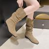 Mid-Calf Boots Women Flat Shoes Spring Autumn Women High Boots Long Western Cowboy Boots Women Footwear