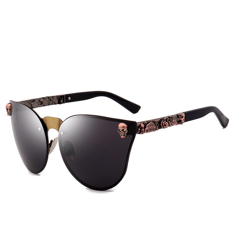 Vintage Rimless Cat Eye Sunglasses Women Men Luxury Designer Sun Glass Mirror Coating Relief Skeleton