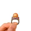 Step into wish simple Ao fritillary pearl open ring women's fashion color treasure retro ring jewelry